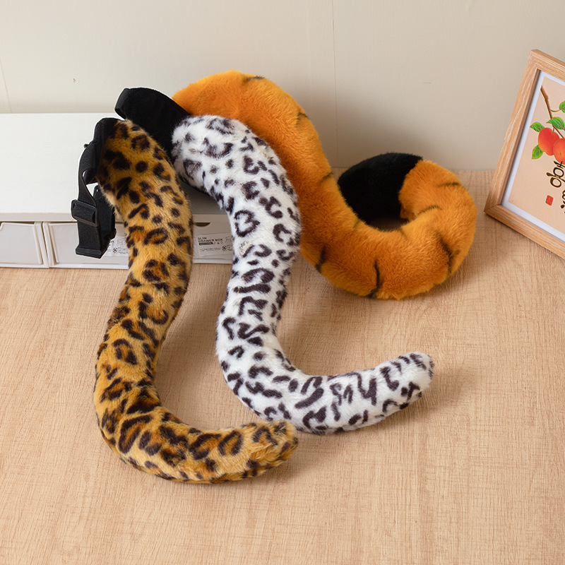 Simulated Tiger Tail Plush Doll Little Lion Dinosaur Giraffe Belt Toy Kidsren's Gift Performance Props