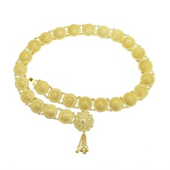 新款復古民族風鏤空腰鏈時尚柳釘花朵流蘇身體鏈外貿飾品女