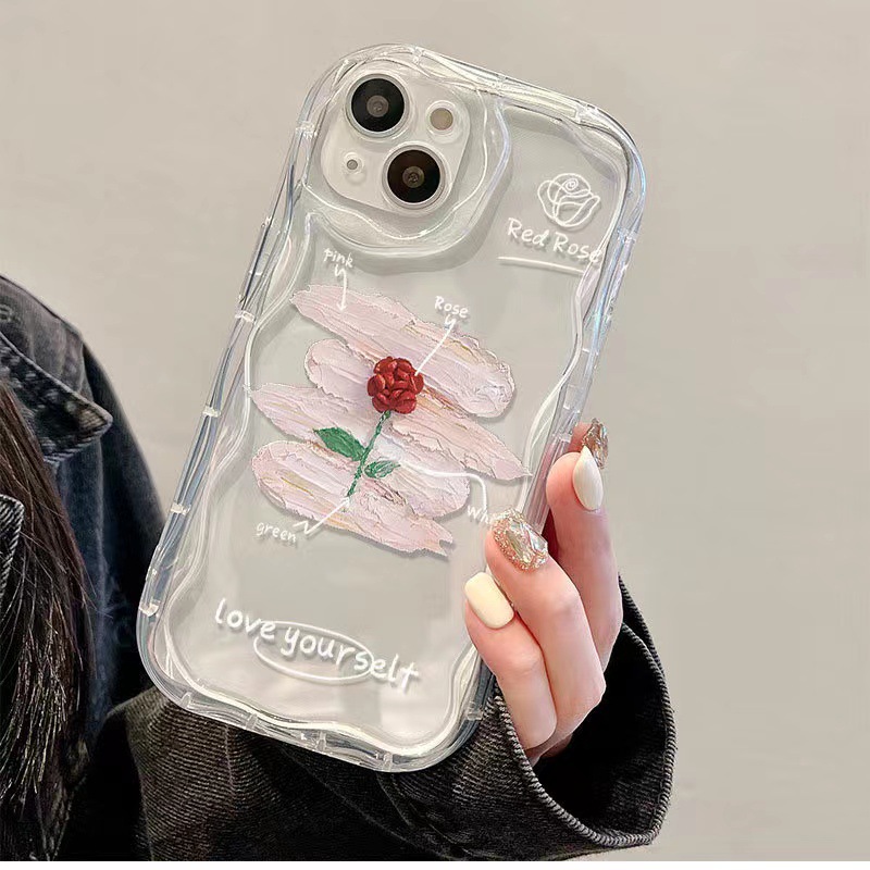 iPhone 17 Pro şeffaf telefon kılıfı, Apple 16 Pro Max, sınır ötesi 15 kız, 14/13 uyumlu pigmentli gül desenli.