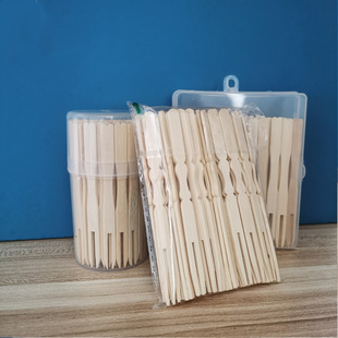 Disposable Fruit Fork, Popular Skewer, Cake Fork, Dessert Fork for Home, Hotel, Bar, Ktv, Two-Pronged Bamboo Fork