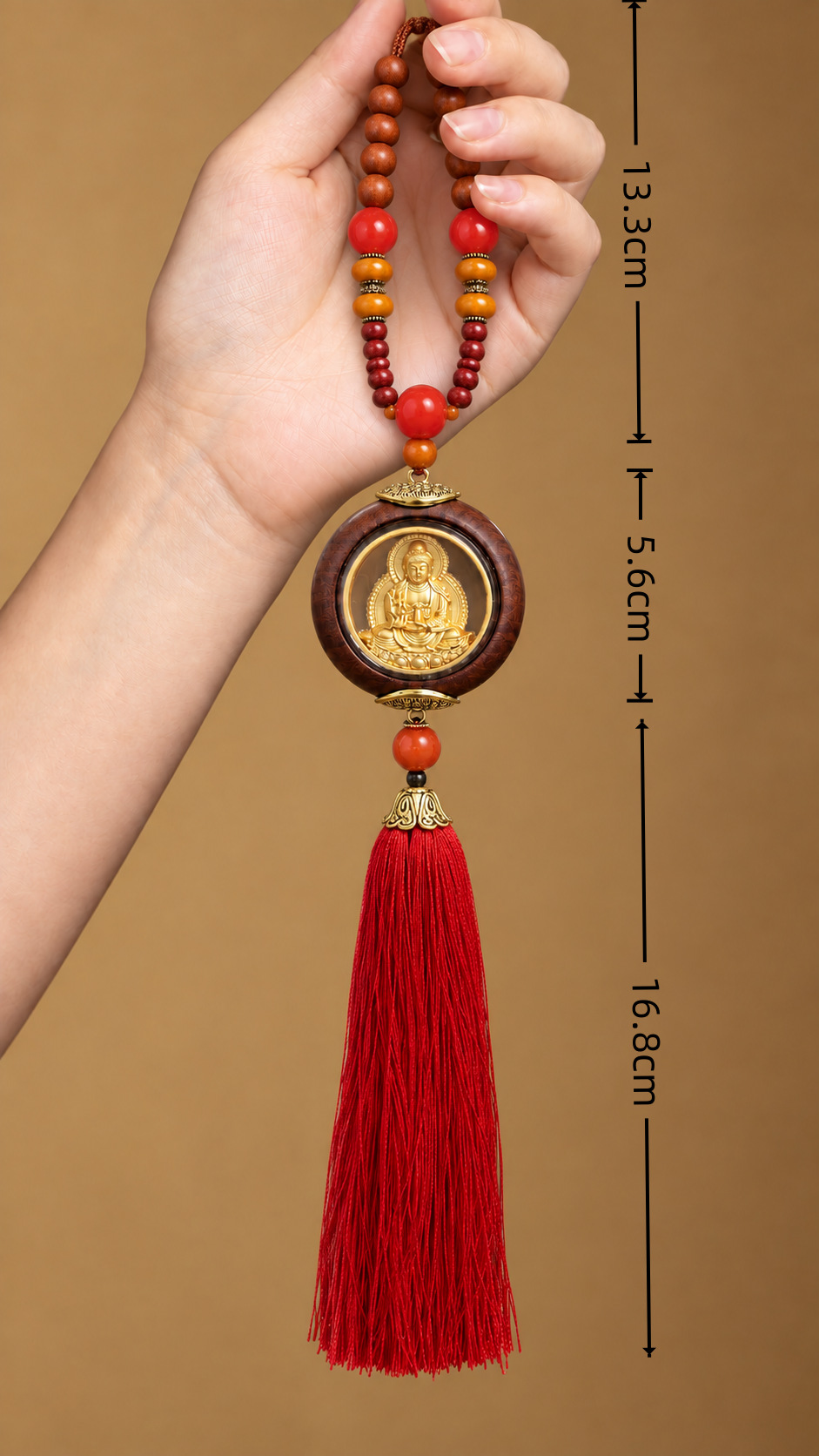 Car pendant, high-end car pendant, rosewood, oriental red, car rearview mirror ornament, for good luck, one-piece drop shipping