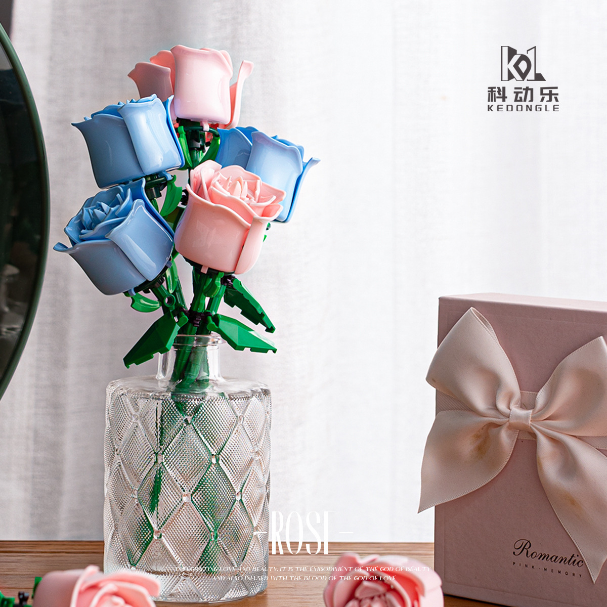 Compatible con micropartículas de Lego, flor eterna, día de San Valentín, día del maestro, bloques de construcción de rosas, juguetes de bloques de construcción de rompecabezas de flores