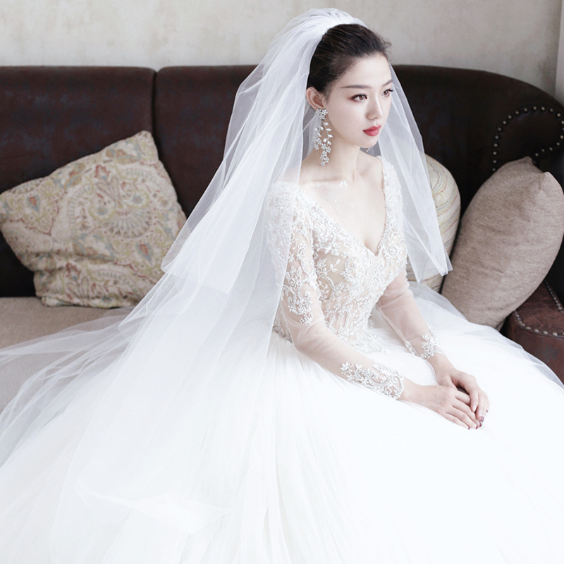 Simple Naked Yarn Plain Yarn Xin for Bundling Bride Wedding Veil Photo Studio Modeling with Veil Veil Hair