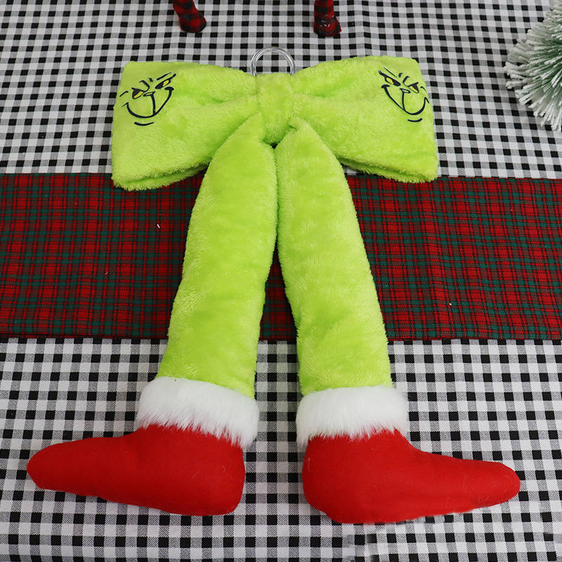 Decoración de Navidad de peluche Piernas de Elf Mariposa Peludo Muñeca de peluche Juguetes de Navidad Elf Muñeca Navidad Colgante Arco