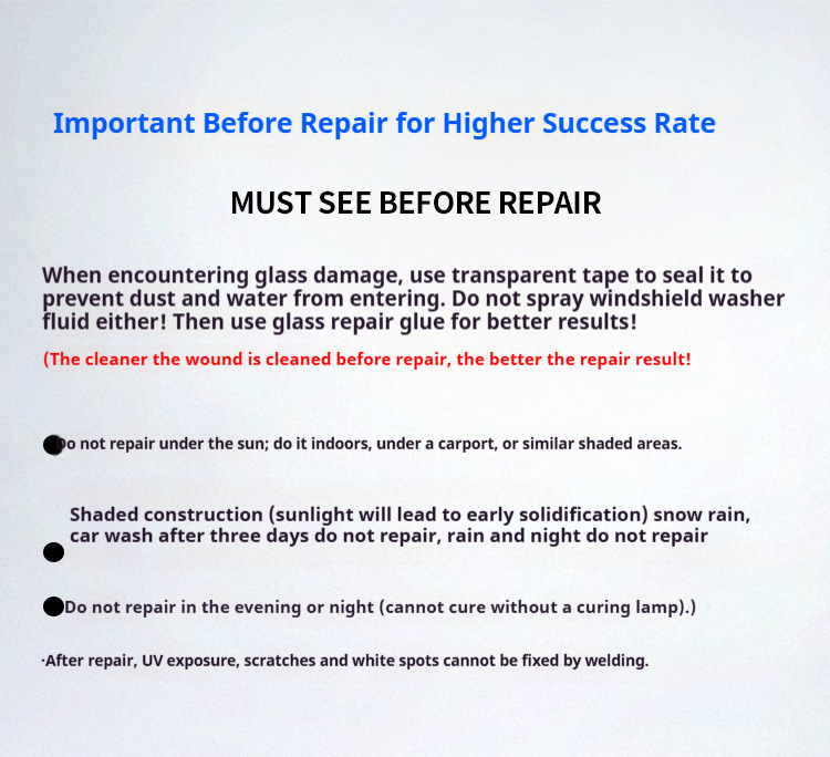 Cross-Border Supply of Automotive Glass Repair Fluid for Front Windshield Scratch Repair, Windshield Crack Repair, Crackless Adhesive