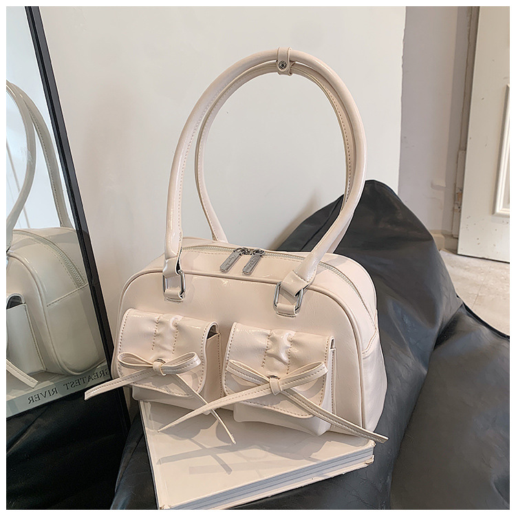 Zipper Closure Type Single Shoulder Strap Strap Type Women's Small Pu Leather Bow Knot Streetwear Zipper Underarm Bag