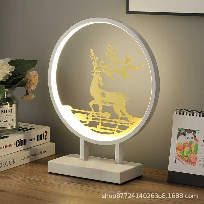 Table lamp Chinese style creative lantern, remote control bedside decorative lamp