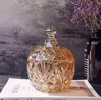 Золотой янтарь Хрустальное стекло Поднос для фруктов Баночка для конфет Фрукты с крышкой Прозрачная банка для хранения Ящик для хранения Сахарная банка Размагничивание
