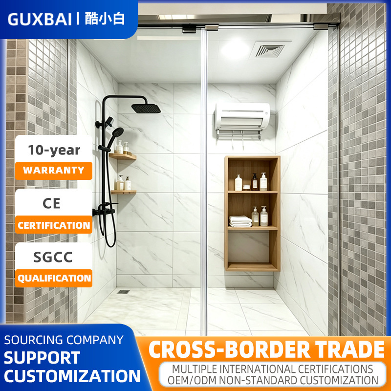 304 Stainless Steel Straight-Line Shower Room Frameless Partition Bathroom Damping Design Hotel Home Toilet