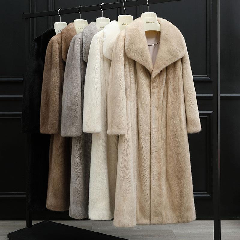 进口紫标天鹅绒水貂皮草外套立翻领超长款貂皮大衣女整貂年轻时尚