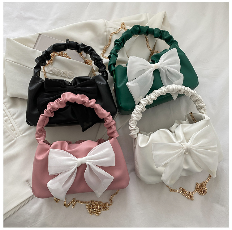 Femmes Petit Faux Cuir Couleur Unie Mignon Noeud Papillon Carré Fermeture Éclair Sac À Main Sac Bandoulière display picture 6