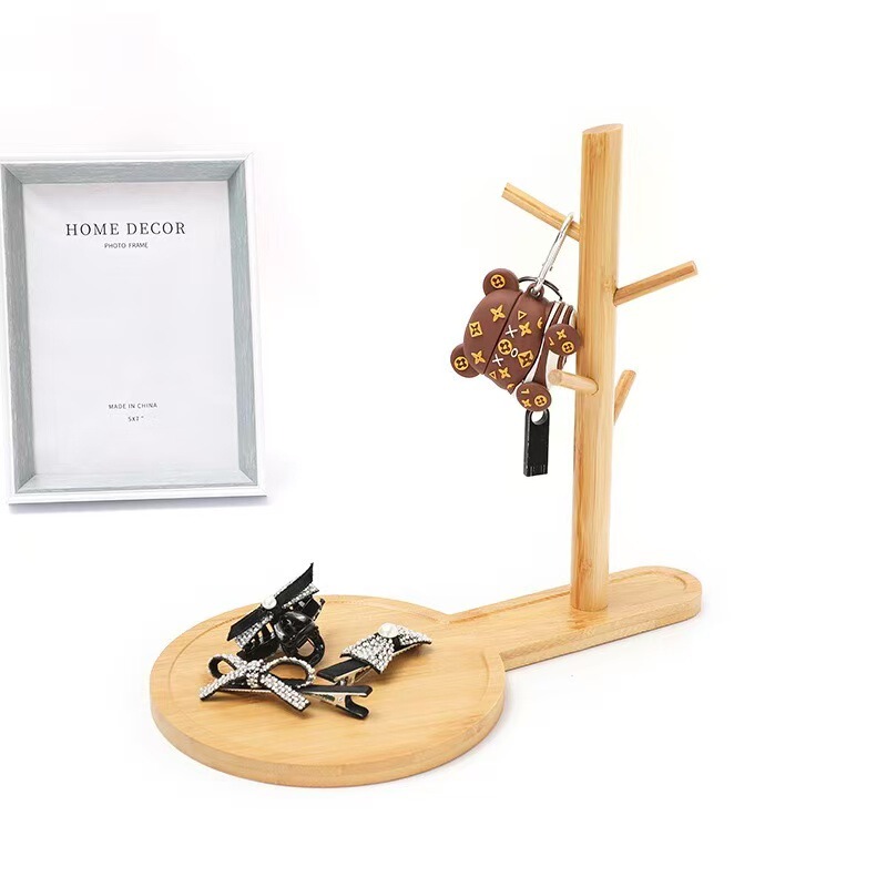 Creative Ornaments Entry Key Rack Bamboo Car Key Chain Rack Box Storage Tray Entrance Tray Storage Rack