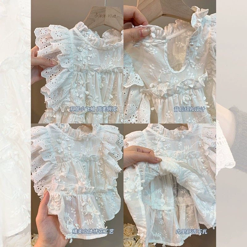 Летние милые свежие кружевные джинсы, комплект, кружевное платье
