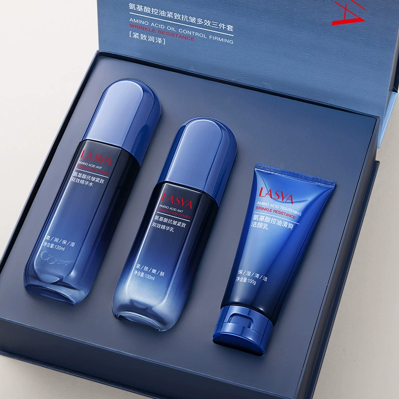 LASYA Аминокислотный контроль жирности Укрепляющий против морщин Многофункциональный набор из трех предметов Нежная и гладкая кожа Прозрачный и нежирный набор