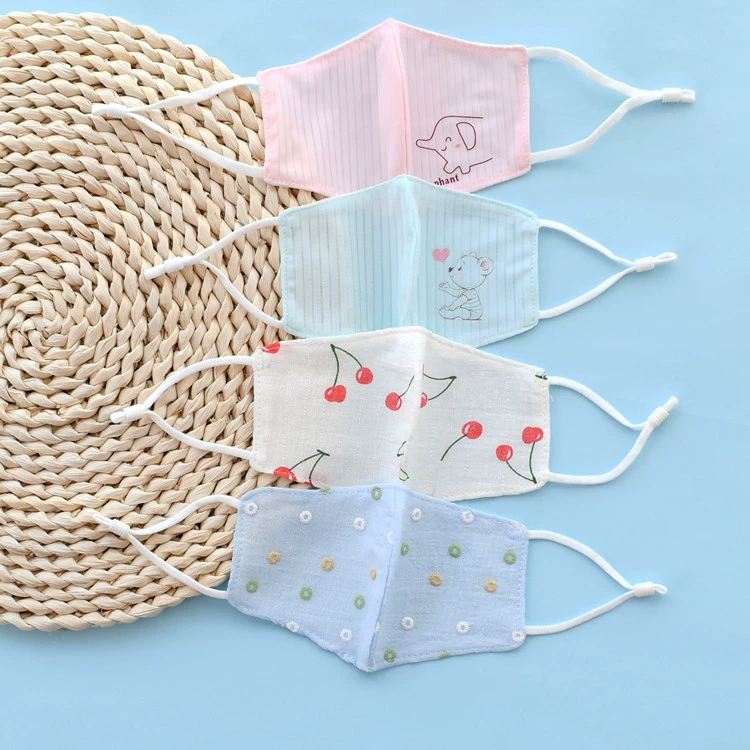 Детская маска из чистого хлопка, весенне-осенняя моющаяся ледяная шелковая солнцезащитная маска, дышащая тонкая детская стерео маска для младенцев, тонкая летняя маска