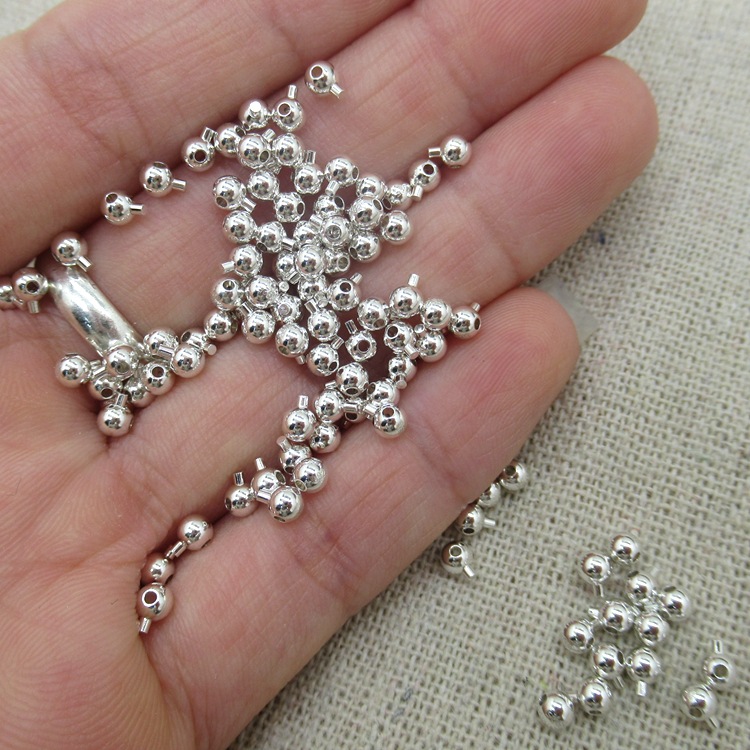 s925 sterling silver necklace bracelet steel wire beaded wire knotted ball plunger ending fixing buckle clipped button silver accessories