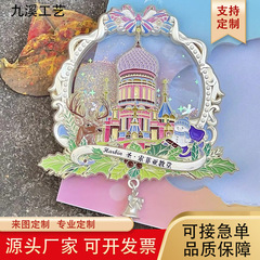 冰箱贴定制哈尔滨旅游纪念品文创金属城市流沙冰箱磁吸贴定做批发