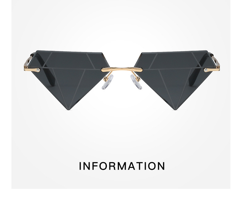 50g Weight Frameless Glasses Structure Sunglasses Classification PC, UV400 Protection Lens Material Special-Shaped Mirror Glasses Style Daily Occasion Heart Shape Pattern Women'S Gender Sun Design Fashion Style Gold, Black Color Fashion Heart Shape PC UV400 Protection Special-Shaped Mirror Sun Frameless Women's Sunglasses