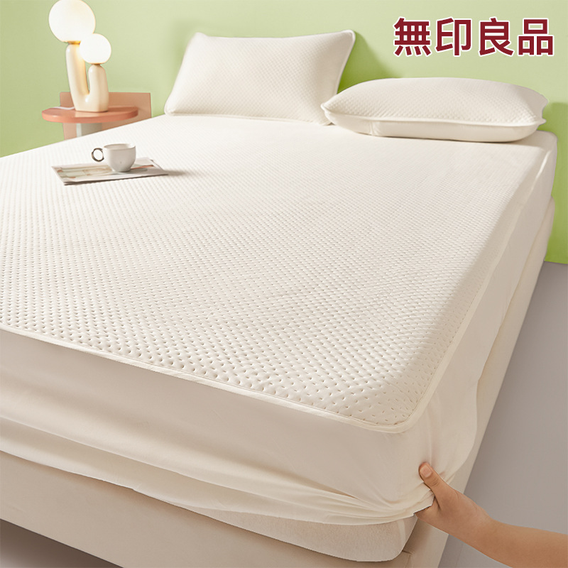 2025 nueva ropa de cama de una sola pieza 2025 nueva funda protectora de colchón de seda de hielo juego de tres piezas de funda de cama fresca de verano