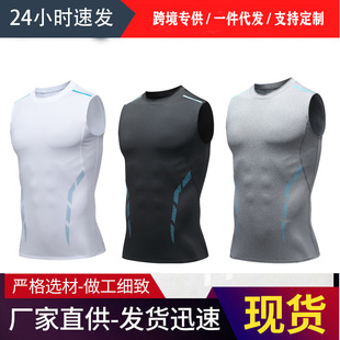 Summer Vest Men's Quick-Drying Sleeveless T-Shirt Tight Breathable Sports Top Bottoming Running Training Fitness Track and Field Vest