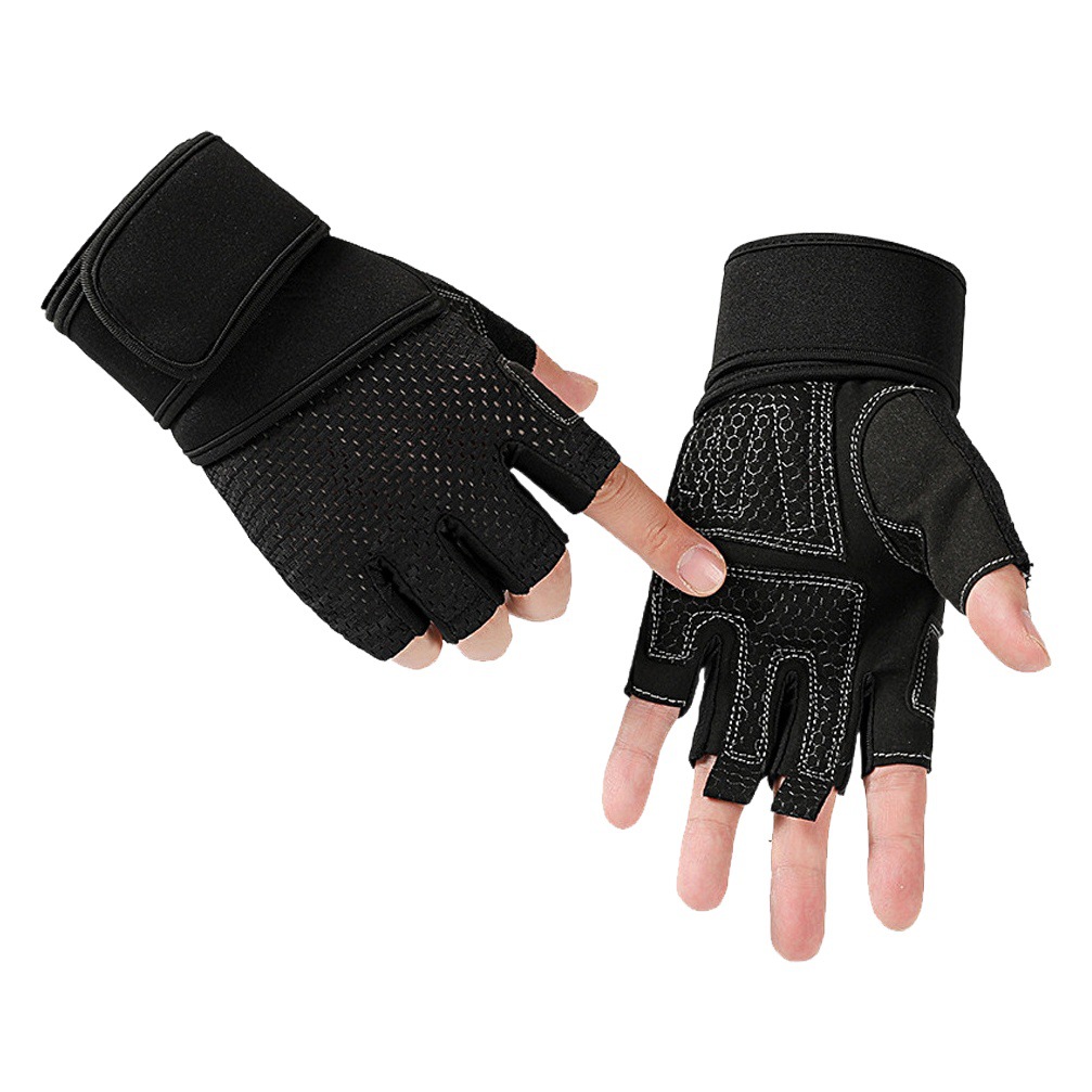 Fitness guantes de medio dedo equipo de entrenamiento para hombres Deportes pulsera alargada barra horizontal de mujer pull-up antideslizante transpirable resistente al desgaste