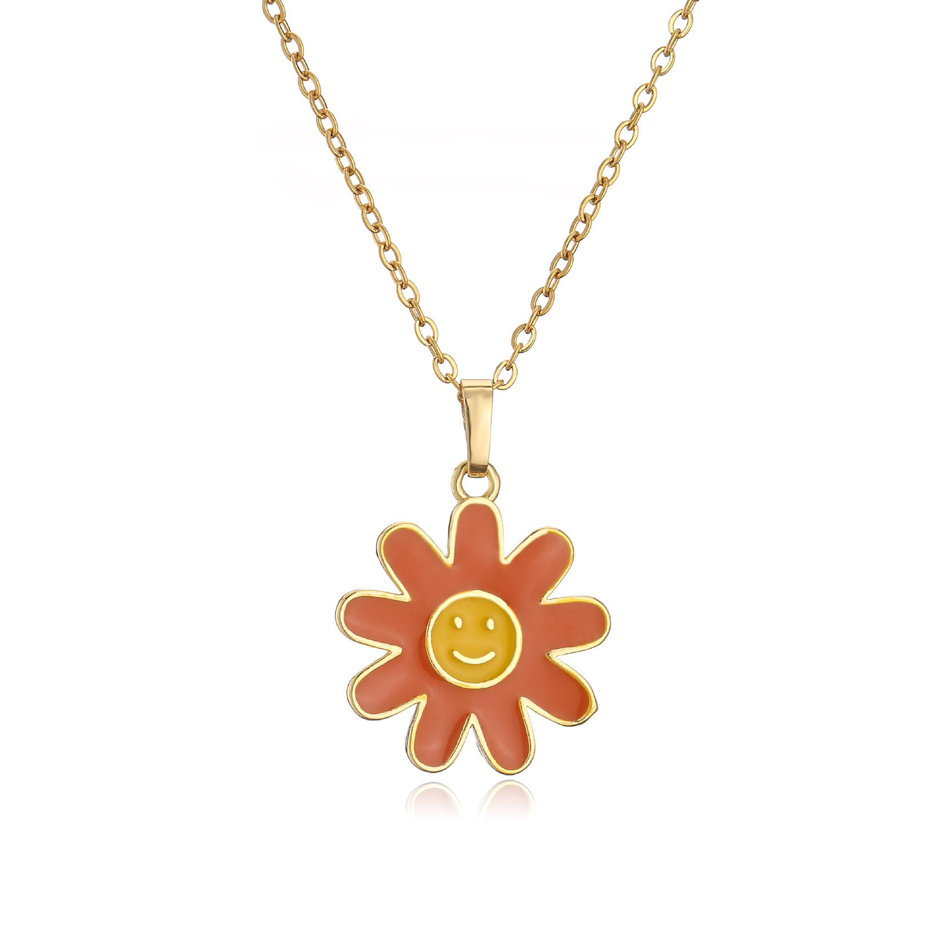 Sweet Flower Copper Pendant Necklace Stoving Varnish Copper Necklaces