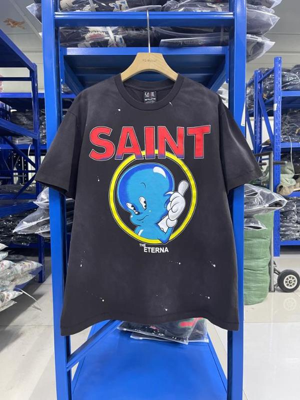 セントマイケル アメリカのトレンドブランド ジョイント ウォッシュ加工 ダメージ加工 メンズ レディース ゆったり 夏 プルオーバー 半袖 Tシャツ 男女兼用|undefined