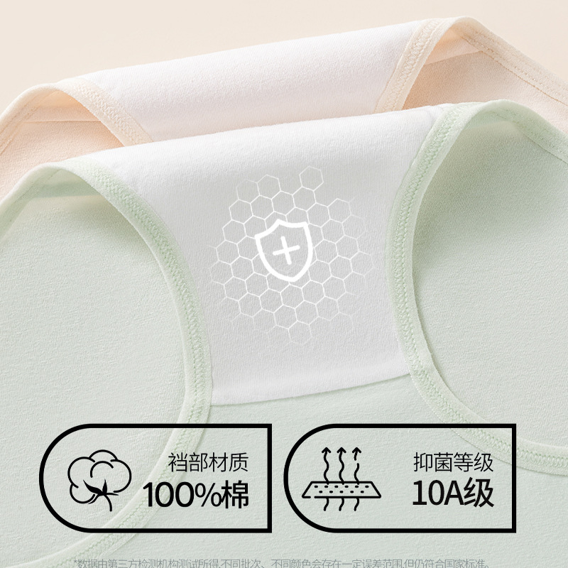 Bragas de algodón de color de contraste de entrepierna alargada ~ A calzoncillos de cintura media para niñas de algodón de clase 10A calzoncillos antibacterianos de entrepierna para mujer