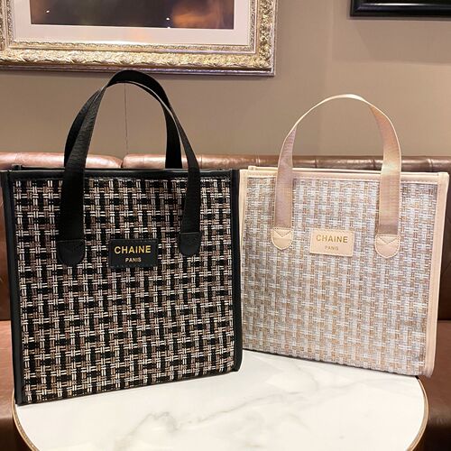 Large plaid linen woolen handbag, mommy bag, portable, fashionable, Japanese-style four-way commuting handbag