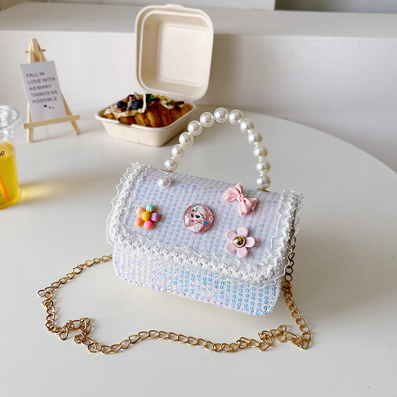2025 nuevo lindo bolso de princesa de perlas portátil de moda versátil bolso de hombro bolso de cambio bolso de chicas coreanas