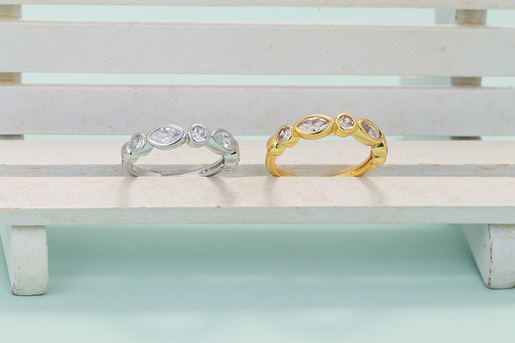 Plating Design Fashion Geometric Copper Micro-inlaid Zircon Open Ring