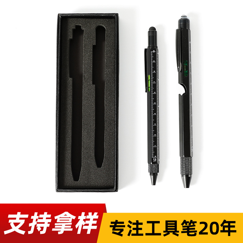 Estuche para bolígrafos con abridor de botellas 9 en 1, bolígrafo con luz LED, herramienta multifuncional, bolígrafo de metal 6 en 1, bolígrafo de regalo