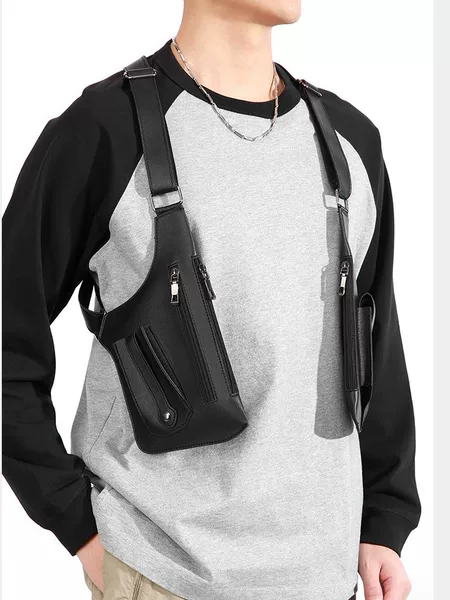 Cross-Border Retro Trendy Tactical Bag, Functional Shoulder Bag for Men, Multi-Functional Trendy Street Style Outdoor Vest Bag for Women
