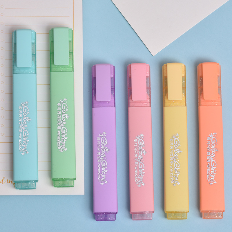 Galaxy Shining 6 colores tinta alemana importada resaltador de cuentas de mano de estudiante trazo clave pintura marcador de graffiti
