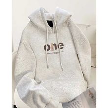 灰色连帽卫衣女秋冬加绒加厚宽松显瘦上衣外套2025年新款爆款长袖