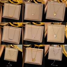 【钛钢项链金色+钢色】不掉色欧美简约时尚钛钢项链工厂货源批发