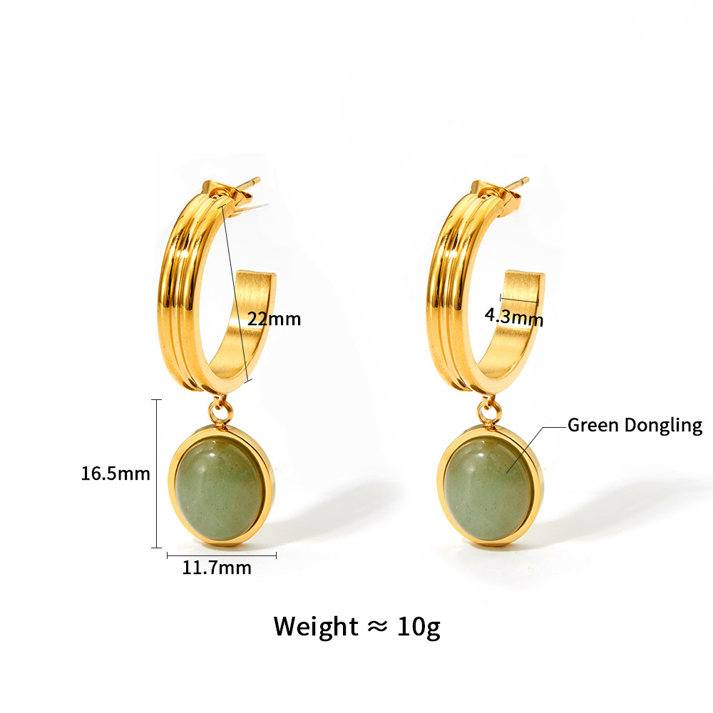 Elegant Geometric Stainless Steel Earrings Inlay Natural Stone Stainless Steel Earrings display picture 1