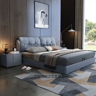 Leather Bed 1.8m Master Bedroom 2m Large Bed Modern Simple Technology Fabric Double Bed 1.5m Storage Accessible Luxury Style Wedding Bed
