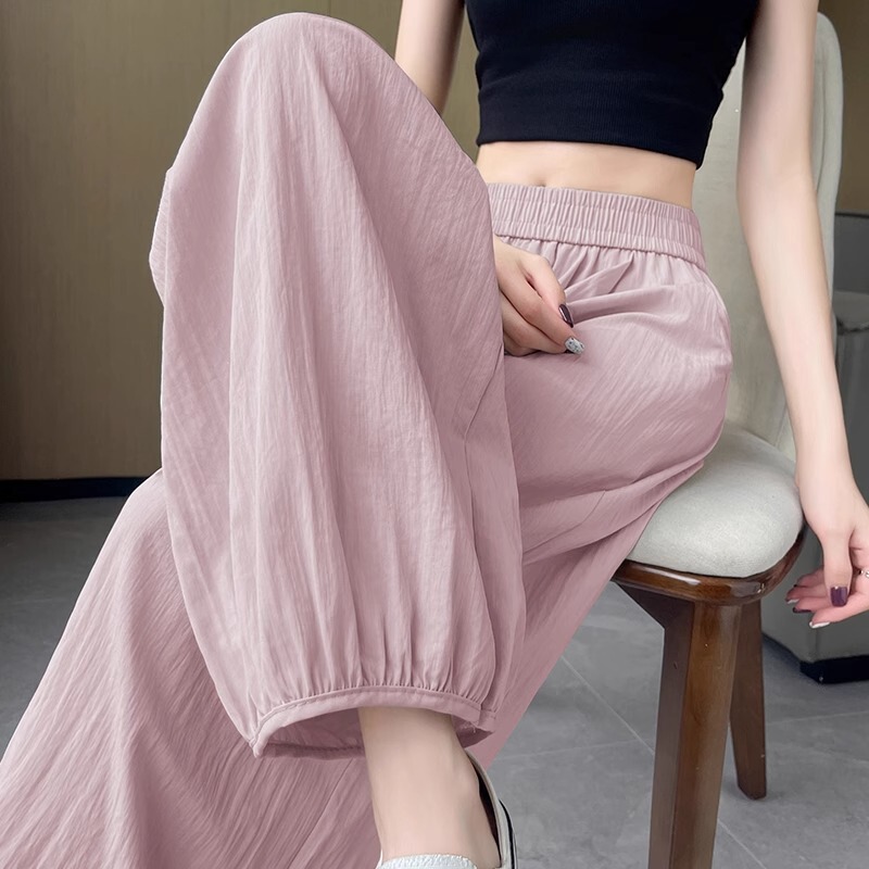 Thin Cropped Wide-leg Pants Women's Summer Small Ice Silk Quick-drying Haren Pants Loose Slimming Comfortable Yamamoto Pants
