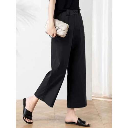 Pure cotton quarter pants for women 2026 new summer pants, thin, small casual sports pants, eight-quarter pants, wide-leg pants