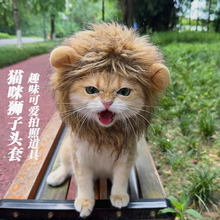 猫咪狮子头套搞怪可爱头饰装扮可调节变装毛绒帽宠物头套厂家批发
