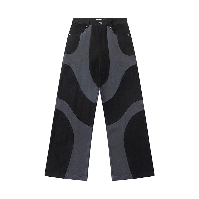 Modern Ian 24 Autumn Men's Wear New High Quality Color blocked Irregular Split Pants_voghion.com