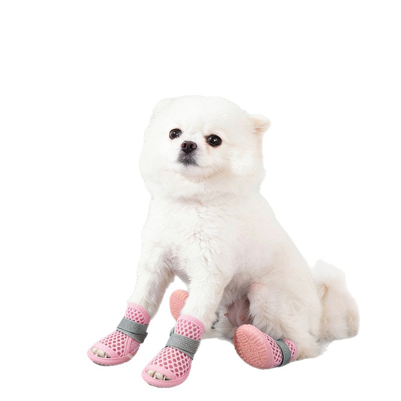 Zapatos elásticos de cuatro estaciones para perros pequeños de verano malla suave resistente al desgaste antideslizante zapatos de lluvia perros transpirables