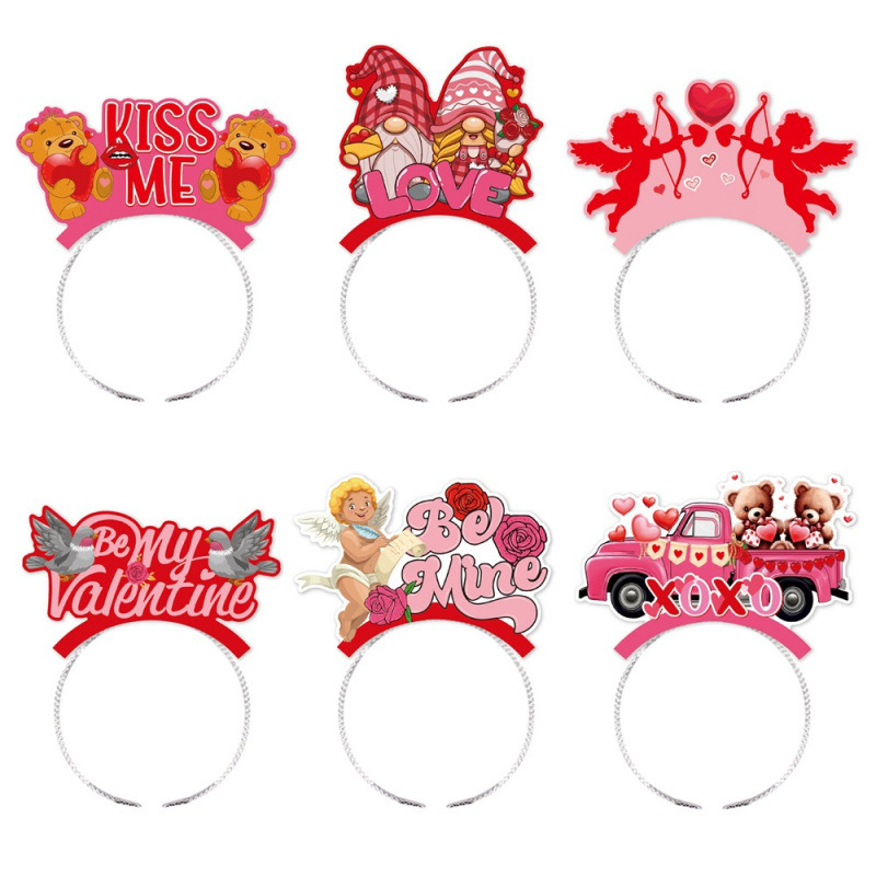 Nuevos productos transfronterizos, sombreros decorativos del día de San Valentín, diadema, propuesta de matrimonio, cita romántica, diadema de amor rosa, accesorios de fotografía