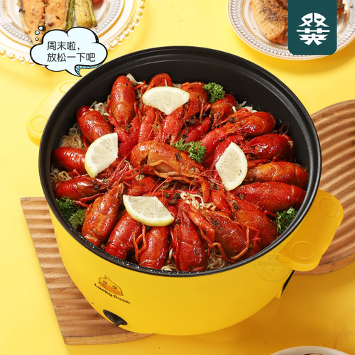 Multifunctional double-layer household electric cooking pot with steamer, integrated household student dormitory electric hot pot, non-stick electric steamer