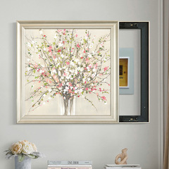 GJU8簡美輕奢電錶箱裝飾畫美式撐杆推拉液壓式配電箱遮擋法式花卉