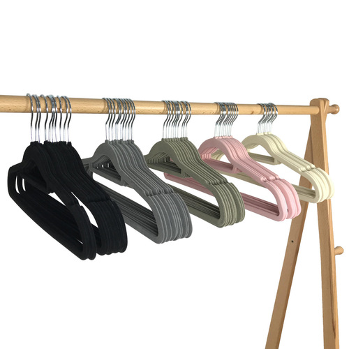 Factory Direct Supply Flocked Anti-Slip Clothes Rack for Boutique Store Organization Traceless Storage Home Use Clothes Hanger Magic Clothes Rack