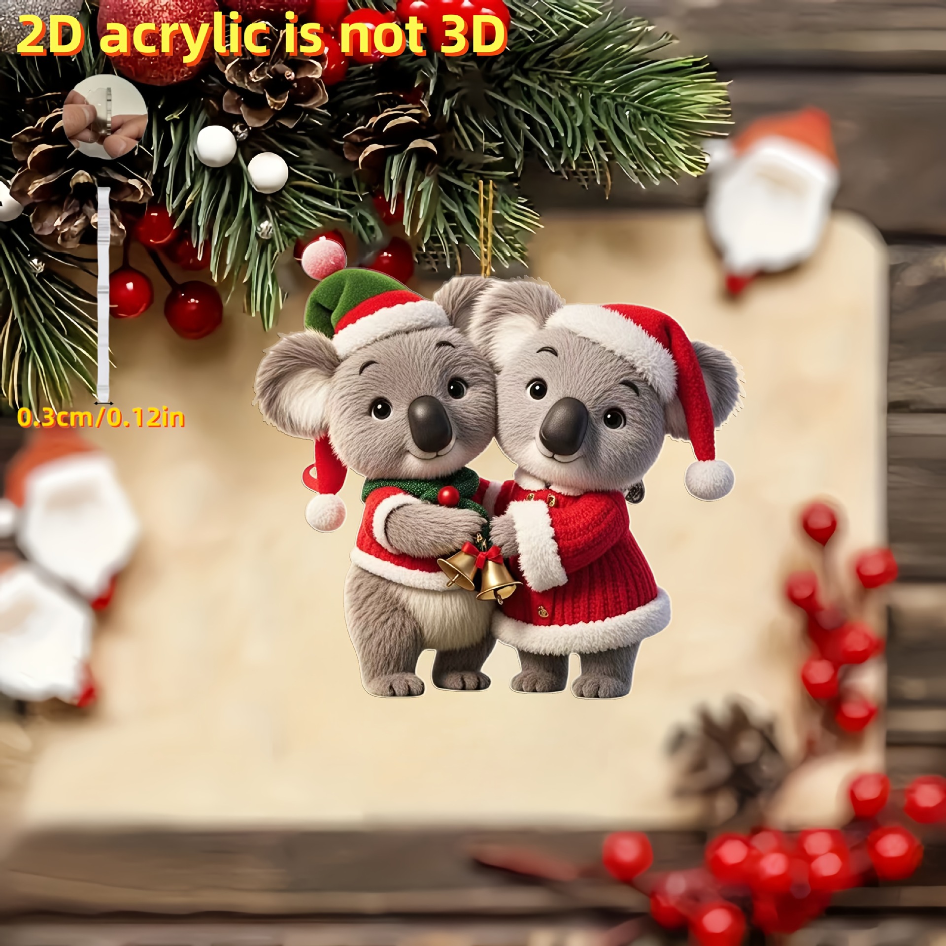 Colgantes transfronterizos nuevos perros de Navidad pequeños animales colgantes 2D acrílico colgantes de decoración espejo retrovisor