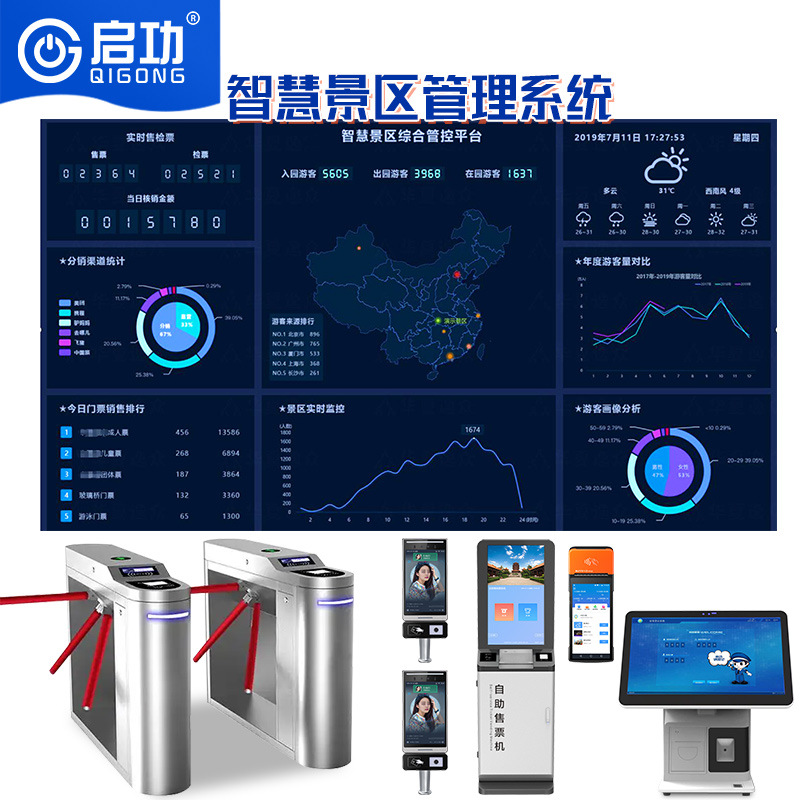 启功景区游乐园智慧票务系统智能管理收费软件售检票闸机验票系统