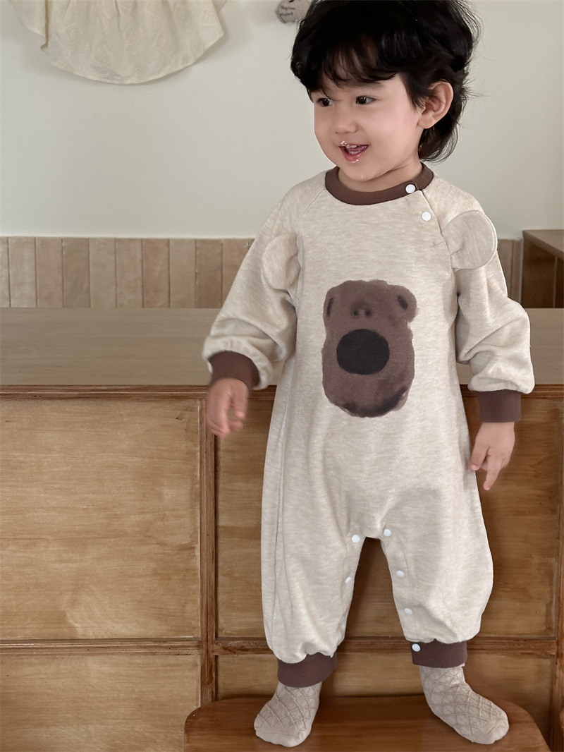 Ropa de bebé de otoño bolsa de bebés 2024 ropa de otoño ropa infantil coreana ropa de bebés cabeza de oso unido chaqueta